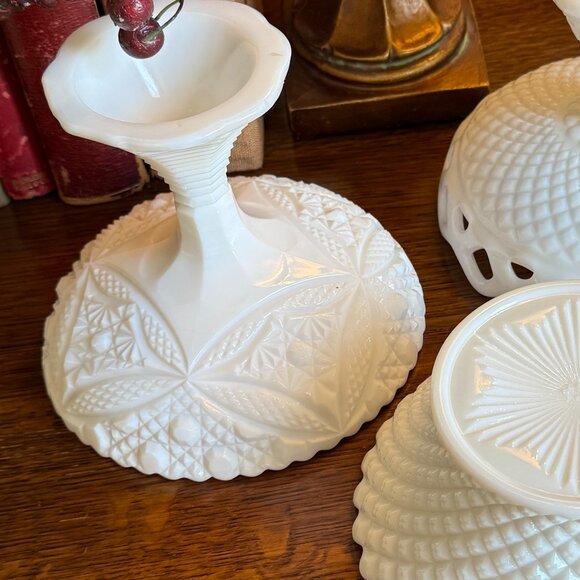 3 Vintage Milk Glass Candy Dishes - Picture 11 of 15